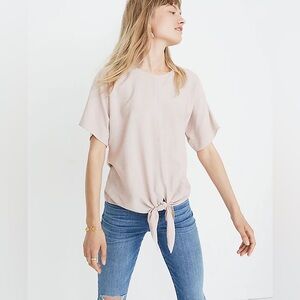 Madewell Button-Back Tie Tee in Stripe xxs